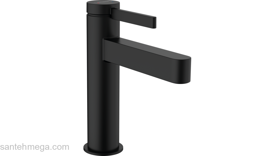 Finoris Смеситель для раковины, однорычажный, 110 со сливным гарнитуром 76020670, матовый черный. Фото