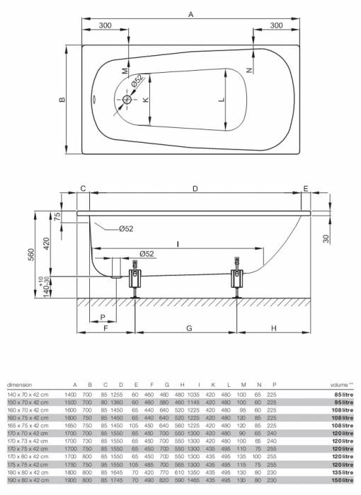 Ванна стальная BETTE BetteForm 180x80 2950-000PLUS. Фото