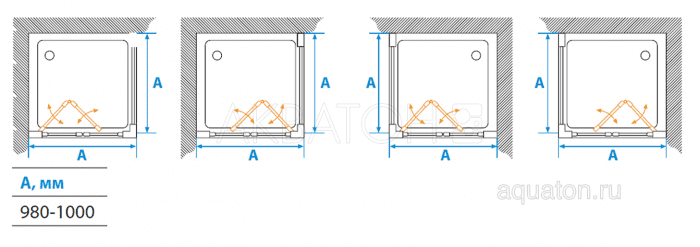 Душевое ограждение Акватон Prima квадратное 100х100х190 1AX013SSXX000. Фото